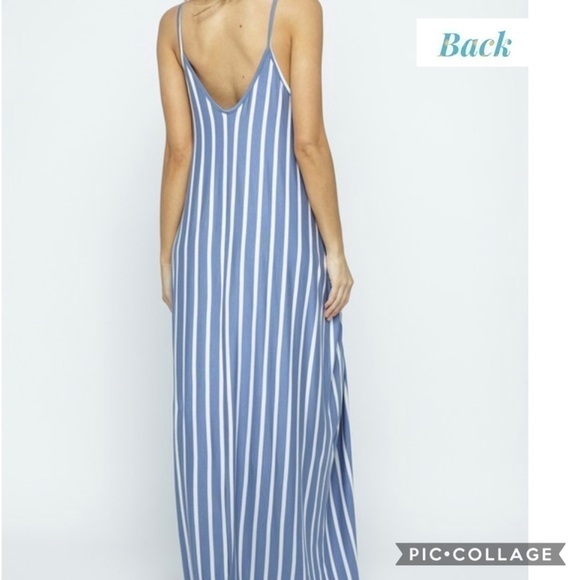 Jade & White Striped 🌞 Maxi Sundress - Picture 2 of 3